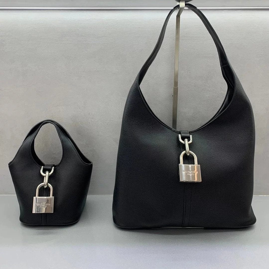 Balenciaga Bag Top version 【Super Original Leather】g Lock Decoration Locker Hobo Bag from g2024In Early Spring Series Locker Hobo Bag Large Size mini Small Handbag Vegetable Basket Bag Tote Bag24New Twist Lock Vegetable Basket Bag