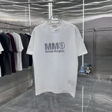Maison Margiela T-shirt Letter Water Drop Ripple on Chest logo round Neck Short Sleeve25ss New Pure Cotton Unisex Style T Casual T-Shirt Base Layer Shirt OS Loose Fit Half Sleeve Top Plus Size