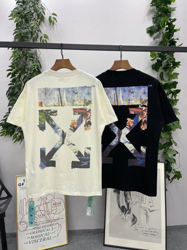 OFF-White T-shirt Top Version Counter Same Style Cotton Short Sleeve T T-shirt Men's and Women's Loose Summer Base Casual Half Sleeve