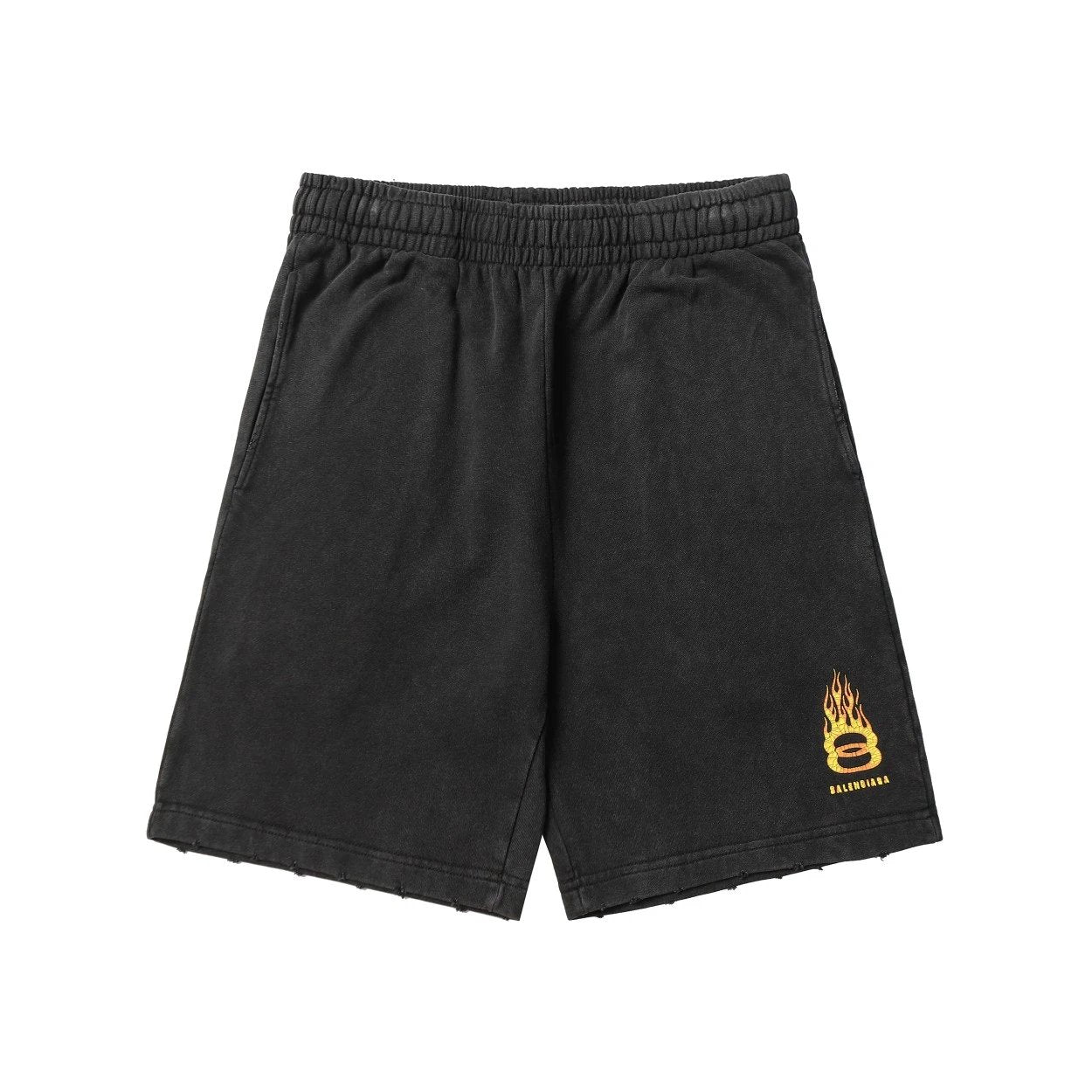 Balenciaga Shorts Flame Pattern Shorts Five-Point Drawstring Heavy American Casual Summer Pants5Two-in-One Casual Sweatpants for Men and Women