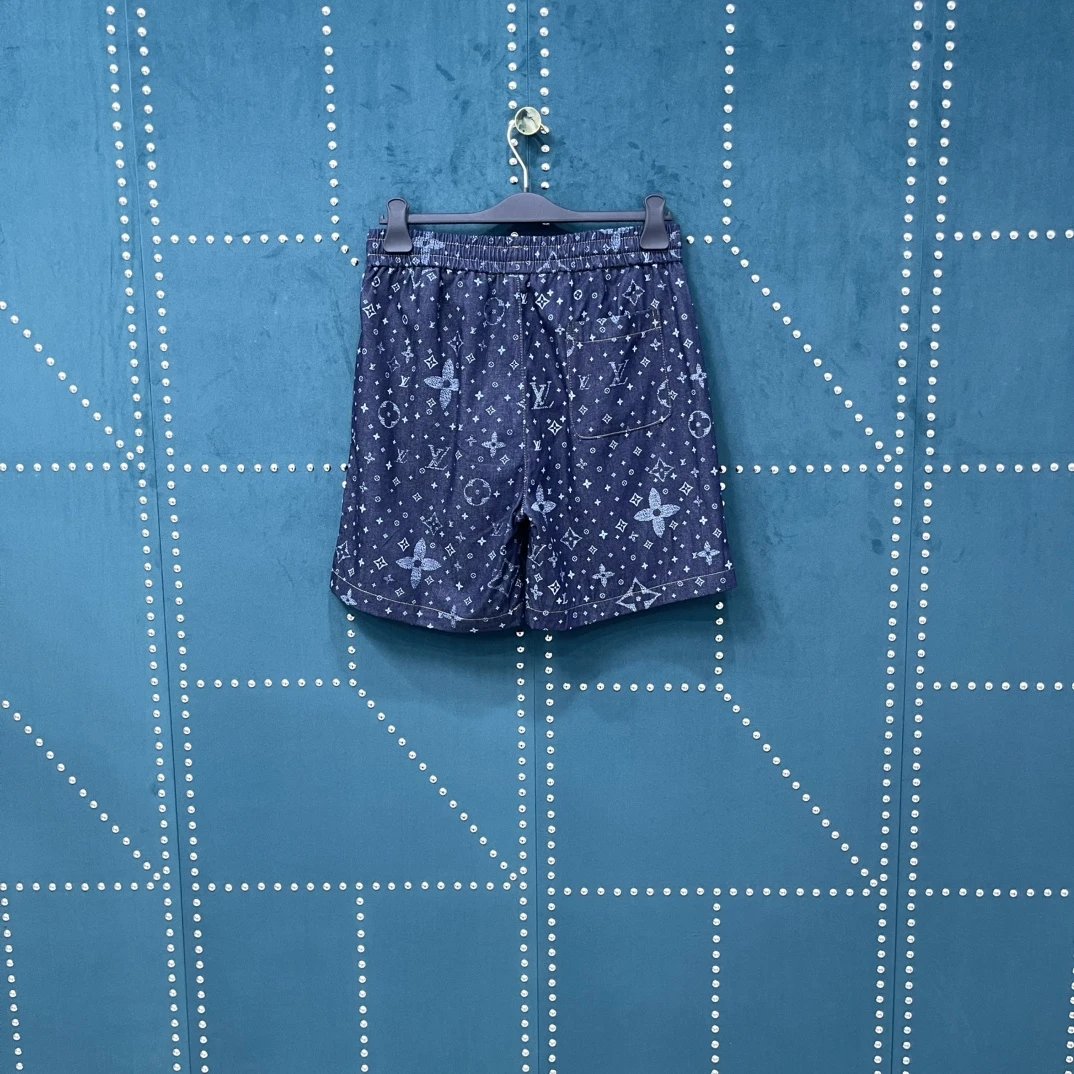 Louis Vuitton LV Shorts Full Print Shadow Old Flower logo Five-point Shorts25ss New Drawstring Casual Summer Pants5Two-in-One Casual Sweatpants for Men and Women, Pure Cotton Joggers