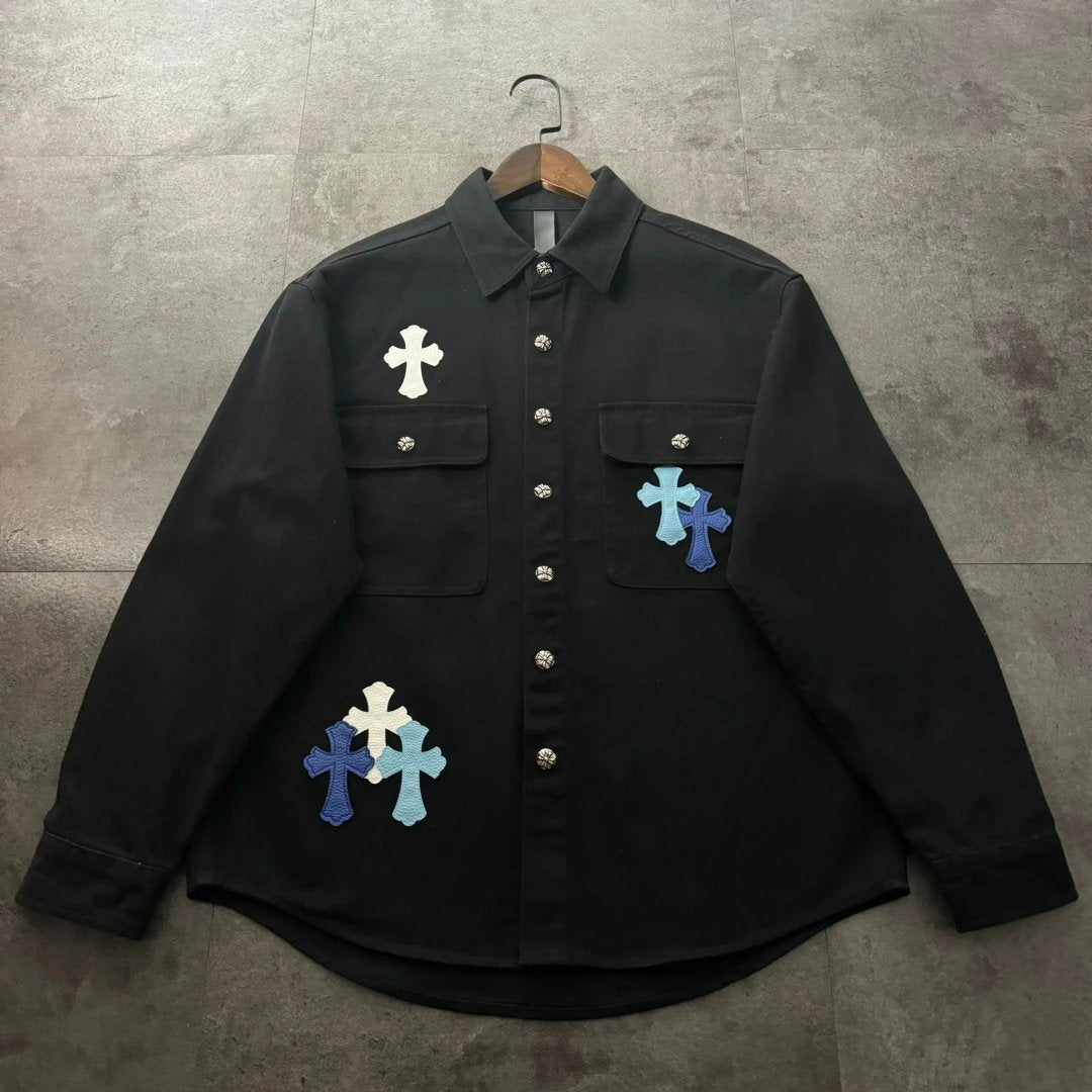 Chrome Hearts Jackets New Heavy Embroidered Denim Jacket with Turn-down Collar Unisex