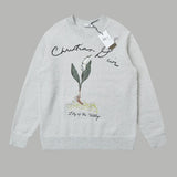 Dior Sweater Lily of the Valley Flower Embroidery Crewneck Sweatshirt Sweater Casual Loose Pullover Thickened Warm Inner Knitwear Unisex24ss Autumn and Winter New Products