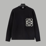 LOEWE Sweater Pocket Jacquard Logo Round Neck Pullover Knit Sweater Casual Loose Versatile Thickened Warm Inner Layer Top os Unisex Style24ss Autumn and Winter New Products
