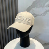 LOEWE Hat Minimalist Embroidery logo Baseball Cap Sunshade Sun Protection Duckbill Cap Large Head Circumference Slimming Face Curved Brim Versatile Sports Hat for Men and Women Couples Same Style