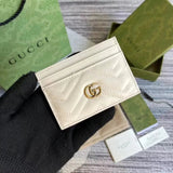 Gucci Wallet Top version 【Original Order】Tiger Head marmont Bee Print Small Card Holder Lightweight and Convenient Pair G Letters logo Genuine Leather Card Holder Card Holder Unisex