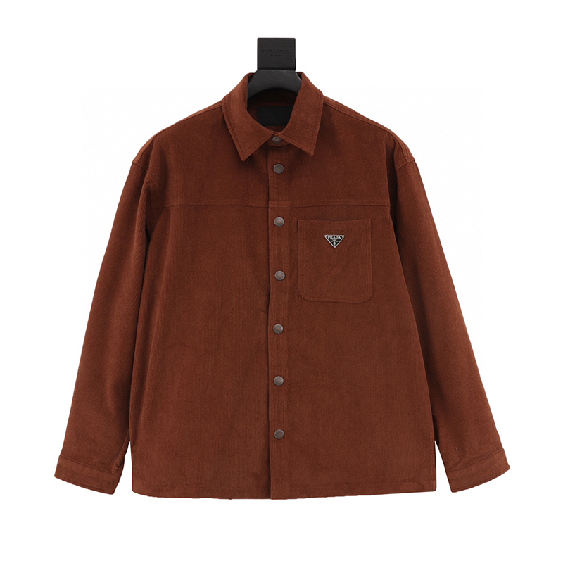 PRADA Shirt  Corduroy Long-Sleeved Shirt Jacket for Men and Women