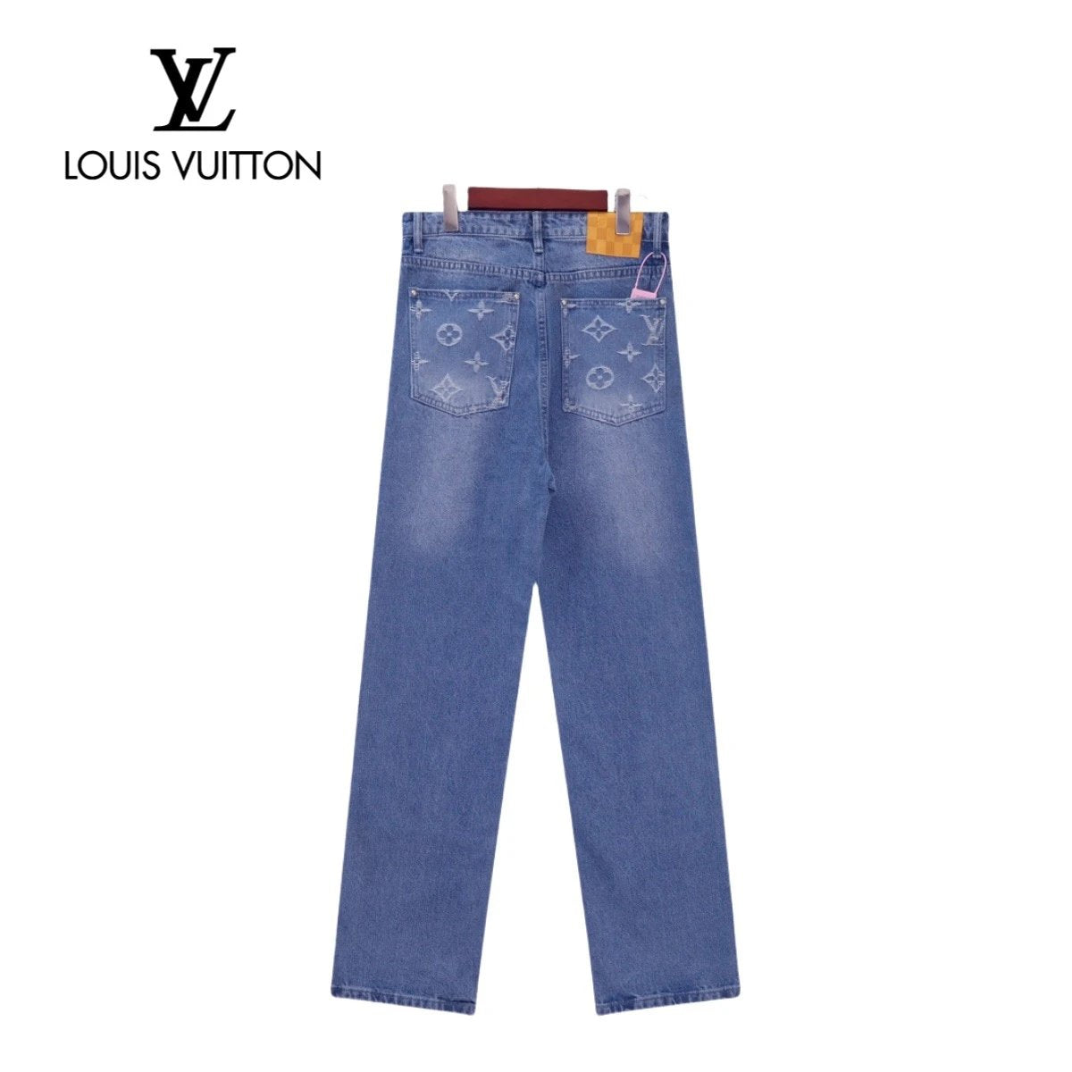 Louis Vuitton LV Jeans Mid-section Old Flower Jacquard logo25ss Spring Summer New Straight Loose Slim Fit Jeans Unisex Long Pants