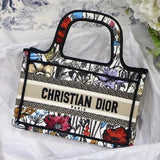 Dior Women's Bag Top version Same Style as Stars2023New Product BookTotemini Tote Bag Houndstooth Mini Small Sized Large Canvas Embroidered Shopping Bag Handbag Shoulder Bag Women's Bag