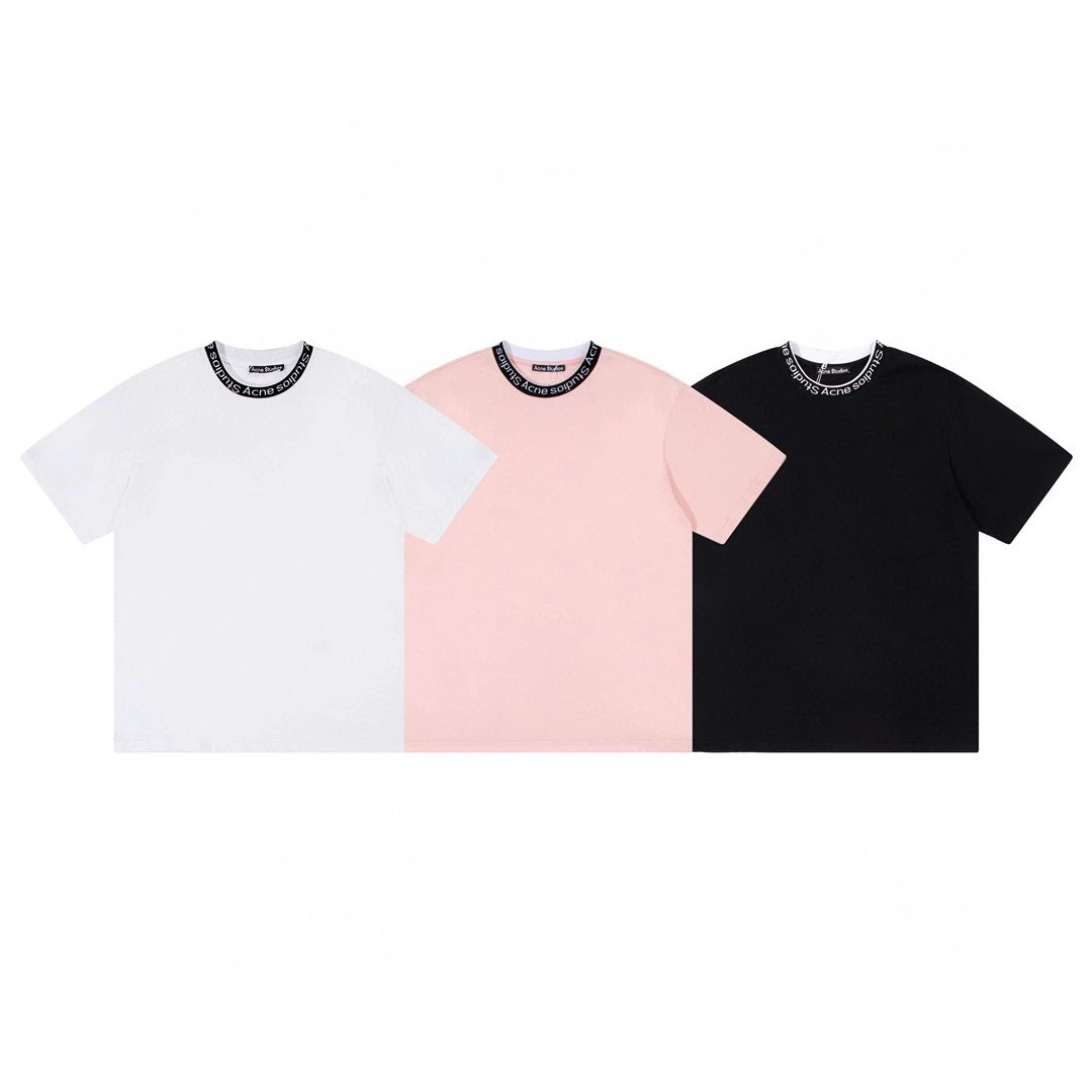 ‌Acne Studios T-shirt Top Version Classic Small Square Smiley Face Expression Series Short Sleeve T T-shirt round Neck Loose Casual Half Sleeves Men and Women Same Style