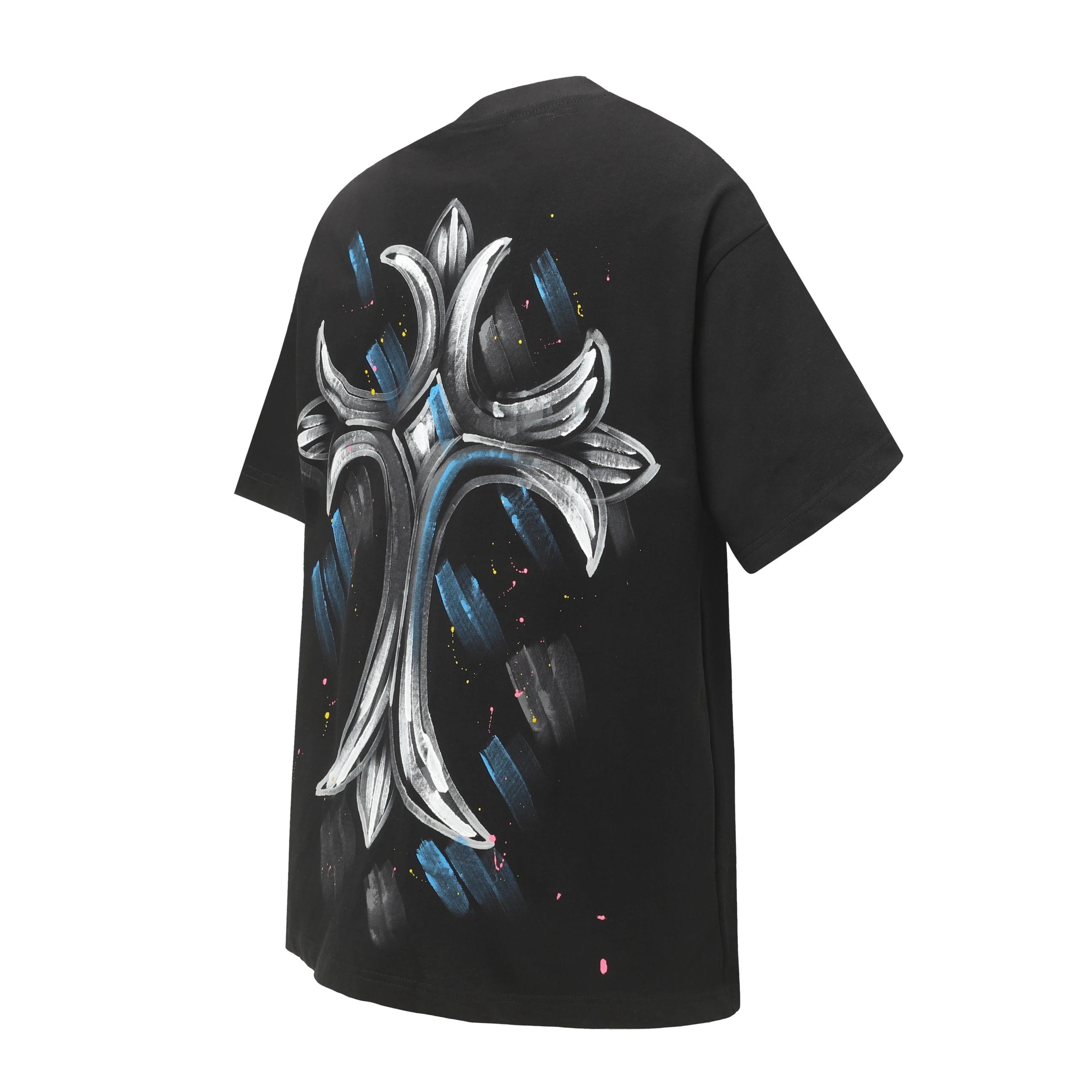 Chrome Hearts T-shirt Backside Hand-Painted Print logo round Neck Short Sleeve25ss New Pure Cotton Unisex Style T T-shirt OS Loose Fit Base Shirt Top Half Sleeve T-Shirt
