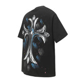 Chrome Hearts T-shirt Backside Hand-Painted Print logo round Neck Short Sleeve25ss New Pure Cotton Unisex Style T T-shirt OS Loose Fit Base Shirt Top Half Sleeve T-Shirt