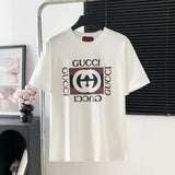 Gucci T-shirt Chest GG Printing logo round Neck Short Sleeve25ss New Pure Cotton Unisex Style T Casual T-Shirt Base Layer Shirt OS Loose Fit Half Sleeve Top Plus Size