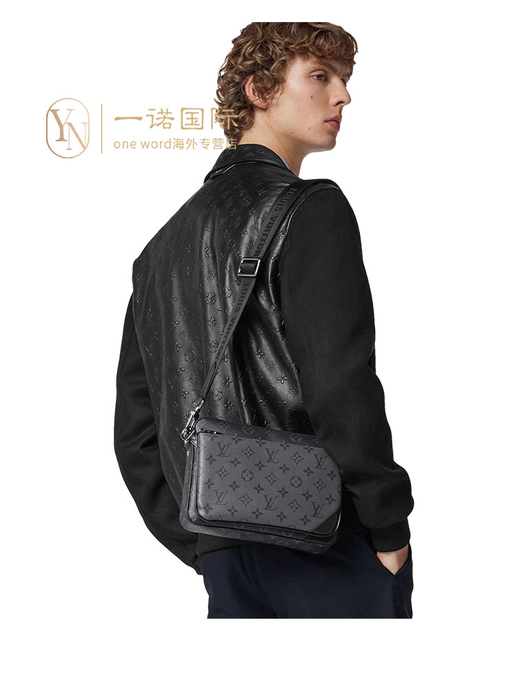 Louis Vuitton LV Bag New Three-in-One Men's Bag Black, Retro Flowers Pattern Messenger Bag Shoulder Crossbody Flap Bag