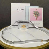 Celine women's bag Top version 【Kowloon Leather Original Leather】2022Spring New Super mini Triomphe Small Waste Bag11cmTriomphe Arc De Triomphe mini Earphone Bag Small Waste Bag2023New Color Cherry Blossom Pink New Women's Bag Shoulder Bag Messenger Bag S