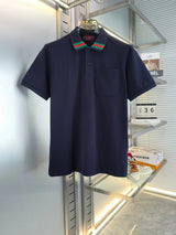 Gucci T-shirt Color-block Striped Collar logo Embroidery POLO Shirt Lapel Short Sleeve25ss New Unisex Style OS Loose T Summer Half Sleeve Business Shirt Plus Size T-Shirt