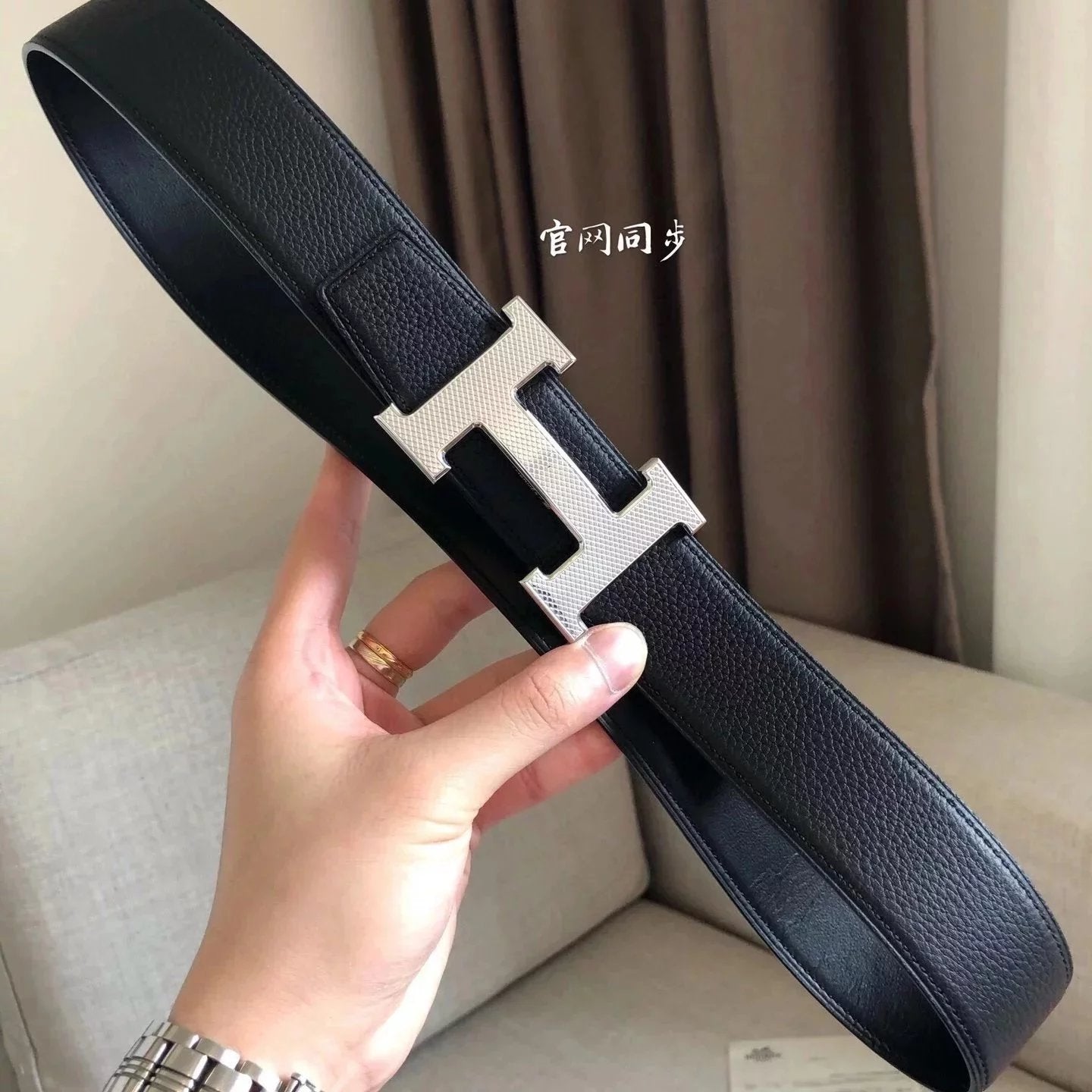 Hermes Belt Top version Men's Belt Width3.8cm Mesh H Steel Buckle Selected Double-Sided Calf Leather Double-Sided Available H Home Belt