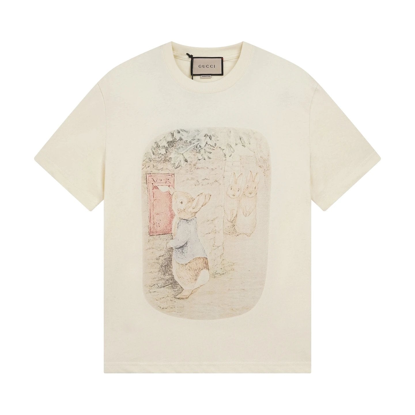 Gucci T-shirt Chest Rabbit Print logo round Neck Short Sleeve25ss New pure cotton T Unisex T-Shirt OS Drop Shoulder Loose Fit Base Shirt Top T-Shirt Short Sleeve