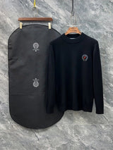 Chrome Hearts Sweater Logo LOGO Three-Dimensional Mock Neck Sweater Long Sleeve Idle Style OS Loose Fit Unisex Knit Top Jacket Versatile Casual Wearable Inside and Outside