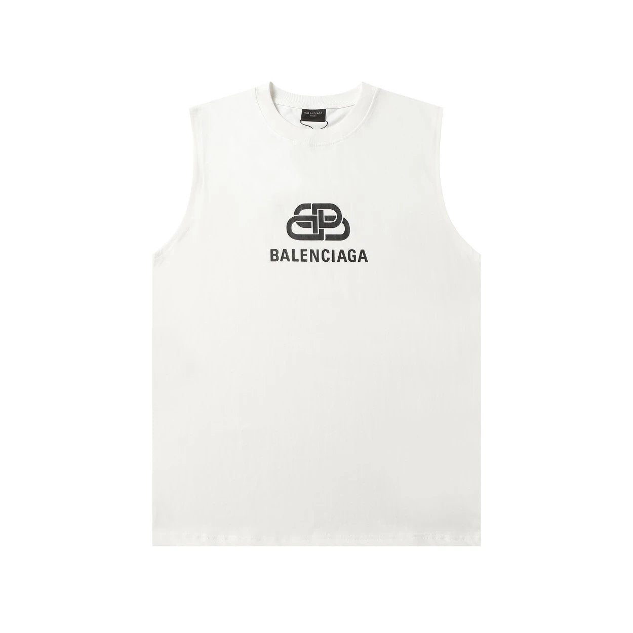 Balenciaga T-shirt Chest Clasp Print logo Sleeveless Short Sleeve Sleeveless Vest25ss New Pure Cotton Unisex Base Shirt Top Half Sleeve T T-shirt OS Loose Fit T-Shirt