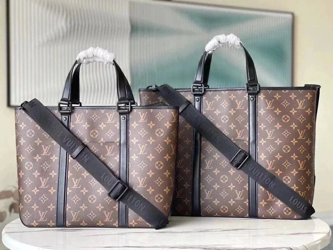 Louis Vuitton LV briefcase Top version 【Original Leather】21New M52817Black Litchi Pattern Men's Two-in-One Mother and Child Bag Full Leather Briefcase Series CabasVoyage Handbag Shoulder Handbag tote Tote Bag Shopping Bag Men's and Women's Bags