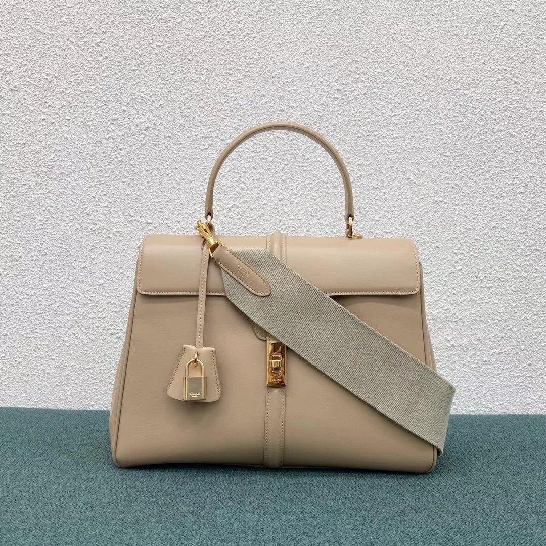 Celine women's bag Top version 【Original Factory】Celebrity Style New Arrivals STRAP“16”Handbag Handbag Matching2Shoulder Strap Handbag Portable Handbag Crossbody Shoulder Bag Wide Shoulder Strap Soft16No. Handbag Small Size23cm188003Medium32cm187373