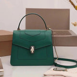 BVLGARI Bag Top version SerpentiForever Classic Emerald Cowhide Bag Decorated with a Snake's Head File Holder Chain Bag Portable Shoulder Messenger Bag Women's Bag