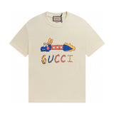 Gucci T-shirt Cartoon Dragon Print on the Chest logo round Neck Short Sleeve25ss New Pure Cotton Unisex Style T T-shirt OS Loose Fit Base Shirt Half Sleeve T-Shirt Top Half Sleeve