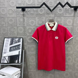 Gucci T-shirt Double-breasted G Embroidery logoPOLO Shirt Lapel Short Sleeve25ss New Unisex Summer Short Sleeve OS Loose T Business Half Sleeve Shirt Plus Size T-Shirt