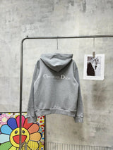 Dior Hoodie Front and Back Letter Distressed Print Hooded Jacket420100% Cotton Terry Zip-Up Jacket Sweatshirt Unisex24ss Autumn and Winter New Products