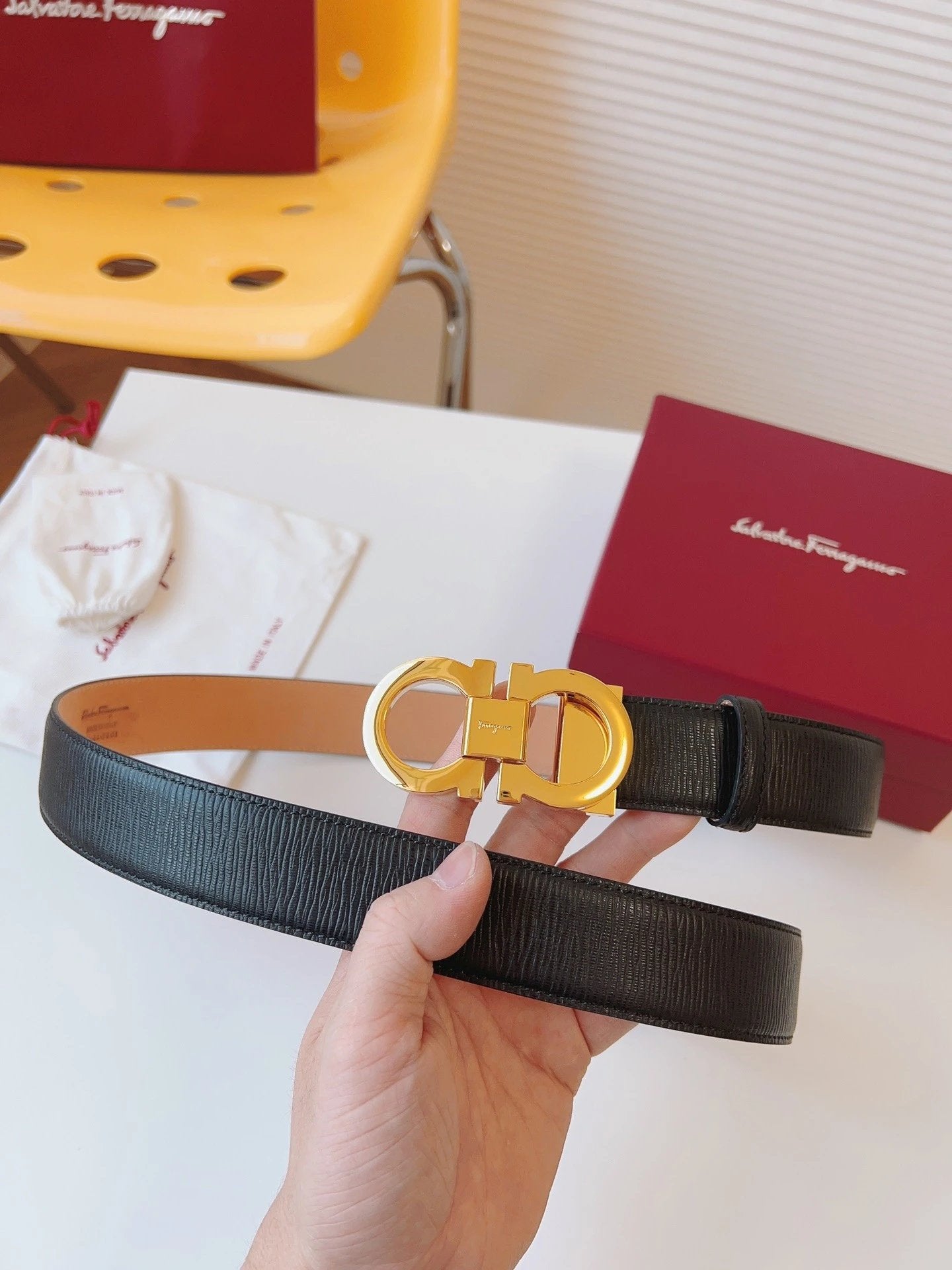 Ferragamo Belt Top version 【Counter Genuine Customization】Belt Men NFC Anti-Counterfeiting Surrogate Shopping Light Luxury Men's Leather Belt Vachette Clasp Business Casual Genuine Leather Replacement Belt Belt