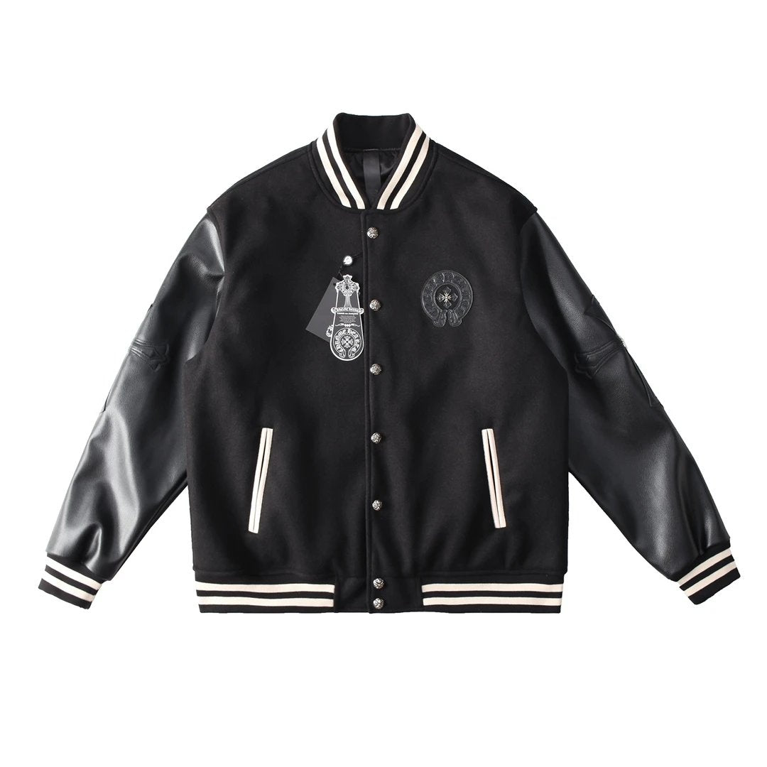 Chrome Hearts Jackets Horseshoe Baseball Jacket Cotton Coat Unisex Winter Warm Sports Casual Loose Versatile