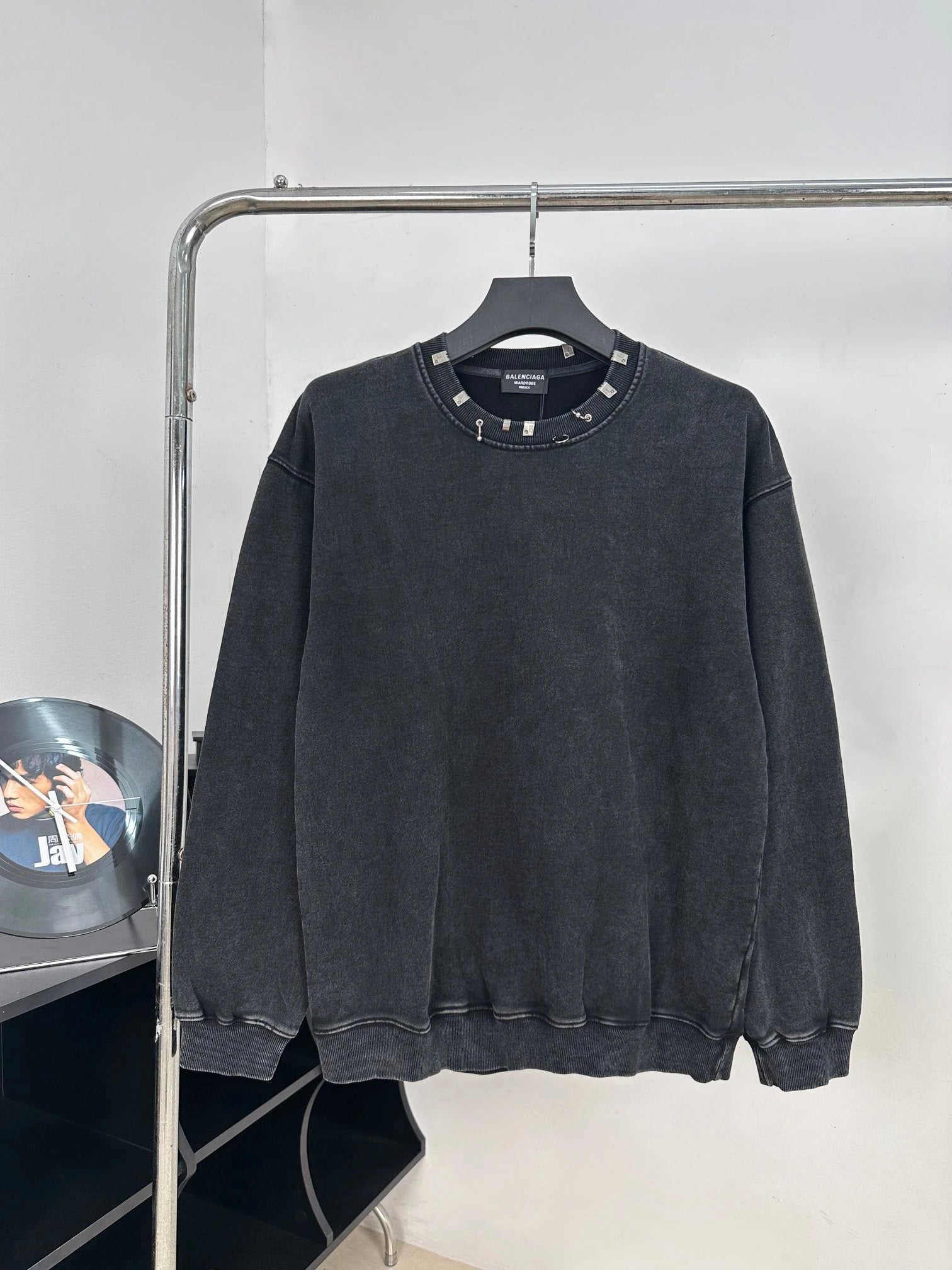 Balenciaga Hoodie Perforated Iron Ring Round Neck Long Sleeve T T-shirt Sweater480100% Cotton Casual Loose Fit Versatile Pullover Base Shirt os Unisex Fit Top24ss Autumn and Winter New Products