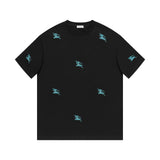 Burberry T-shirt Allover Embroidery logo round Neck Short Sleeve25ss New Pure Cotton Unisex Style T Casual T-Shirt Base Layer Shirt OS Loose Fit Half Sleeve Top Plus Size