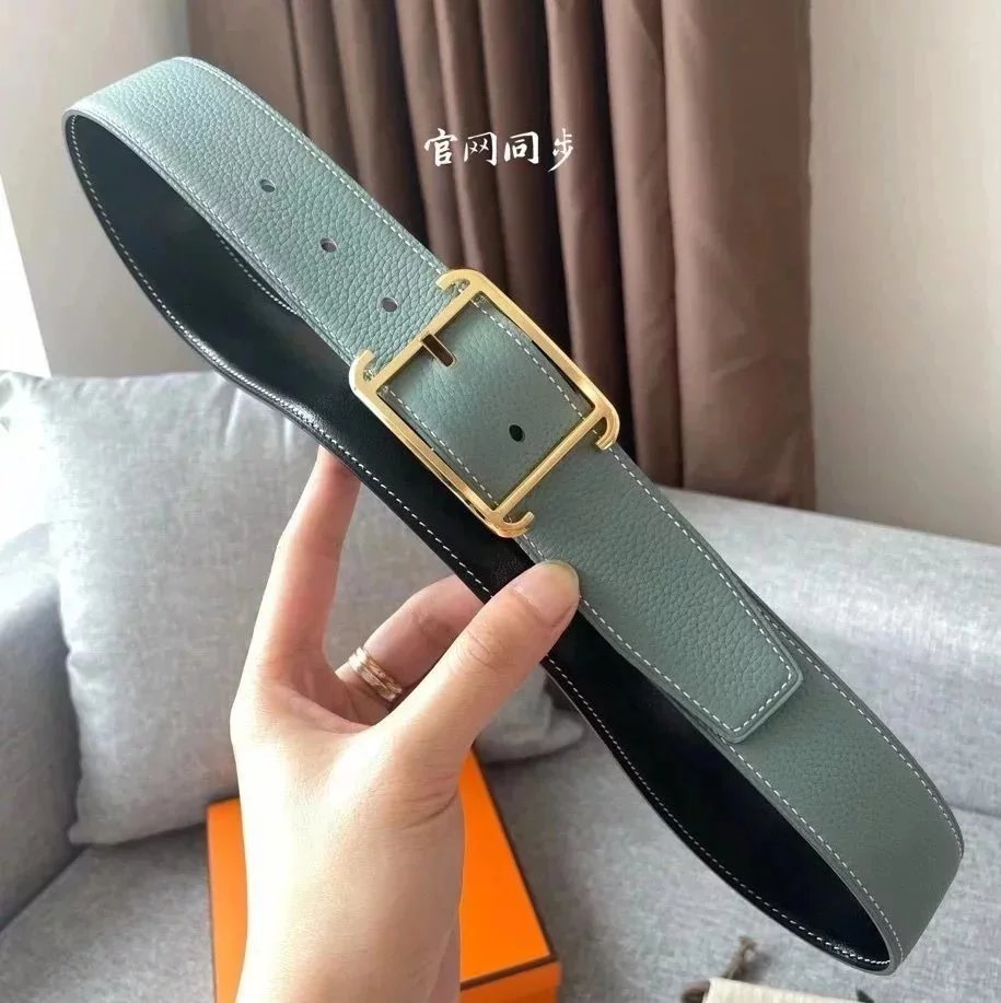 Hermes Belt Top version New Men's Lady's Pants Belt3.8cm Import togo Leather Double-Sided Lychee Pattern Pin Buckle Double-Sided Belt Stainless Steel Hardware Belt togo Leather belt H Belt Loop Business