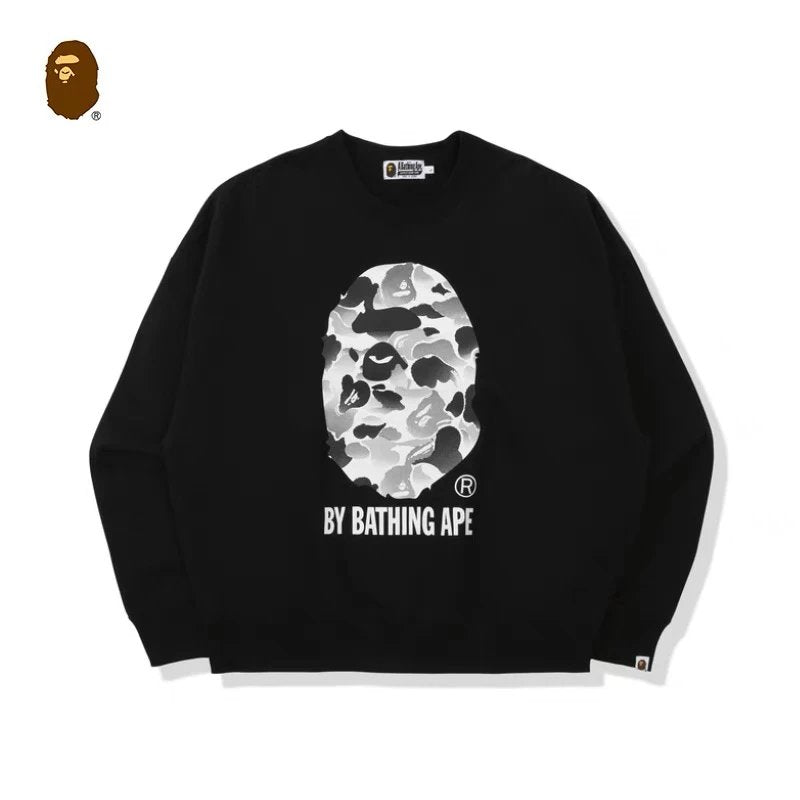 Bape Hoodie Top Version Counter Same Style Crew Neck Pullover Sweatshirt Pullover Men and Women Same Style Autumn and Winter Leisure