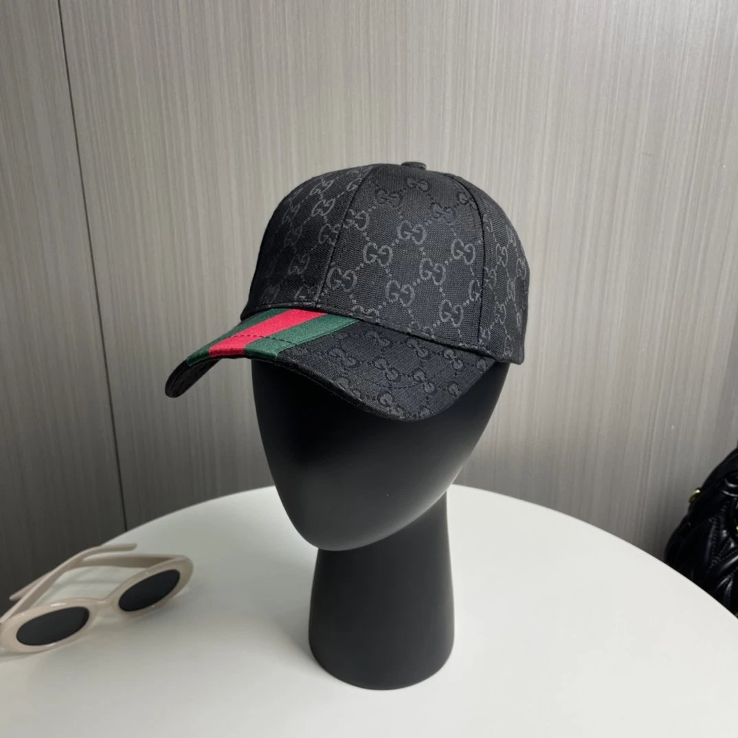 Gucci Hat Full Jacquard Print logo Baseball Cap Sunshade Sun Protection Duckbill Cap Slimming Face Curved Brim Versatile Large Head Circumference Sports Hat Unisex Couple Style