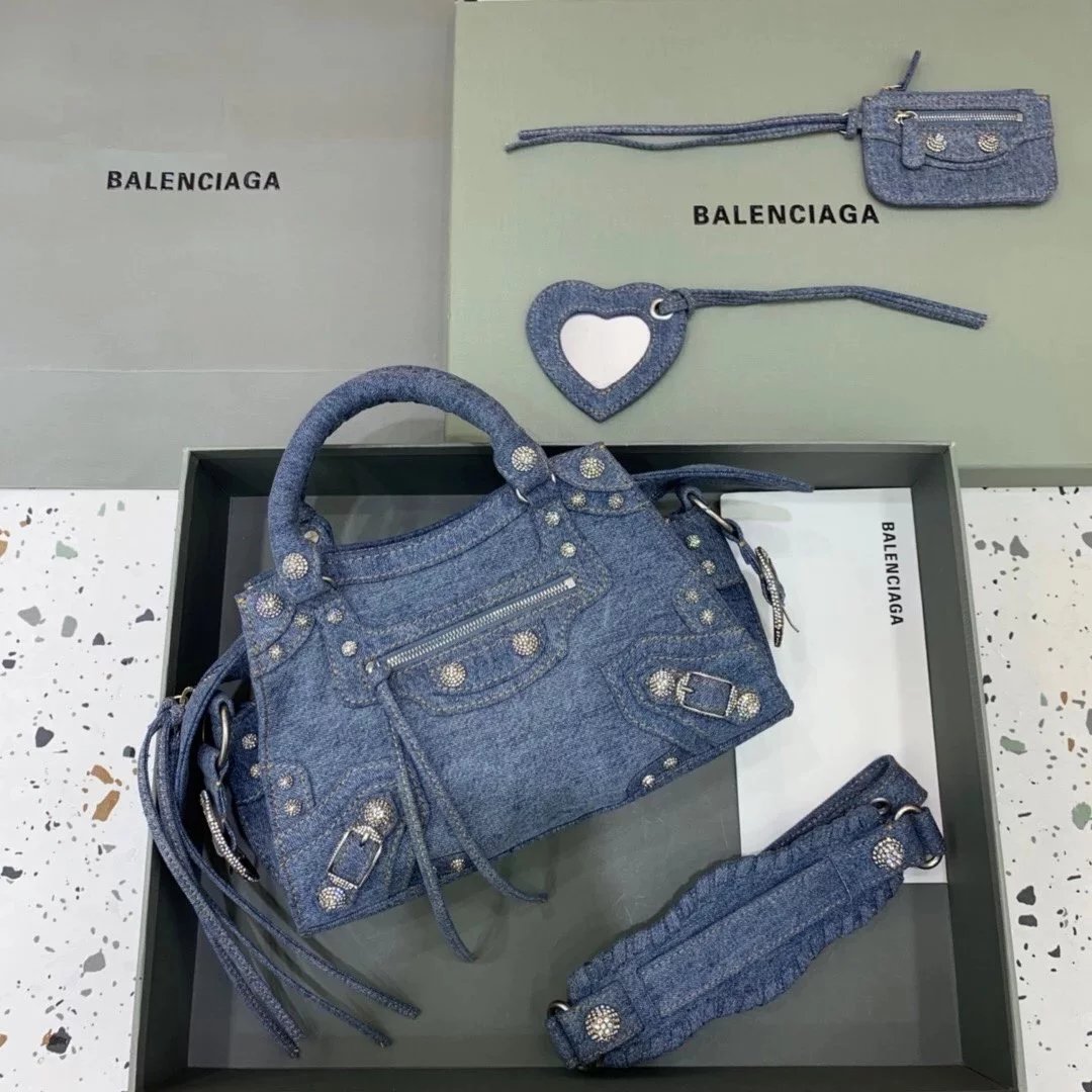 Balenciaga Bag Top version 【High Version Surrogate Shopping】2022New Latest Neocagole Motorcycle Bag Oil Wax Leather Genuine Leather Bag Backpack Shoulder Bag Crossbody Bag Rivet Diamond Motorcycle Bag Handbag Tote Bag