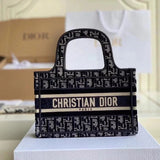 Dior Women's Bag Top version Same Style as Stars2023New Product BookTotemini Tote Bag Houndstooth Mini Small Sized Large Canvas Embroidered Shopping Bag Handbag Shoulder Bag Women's Bag