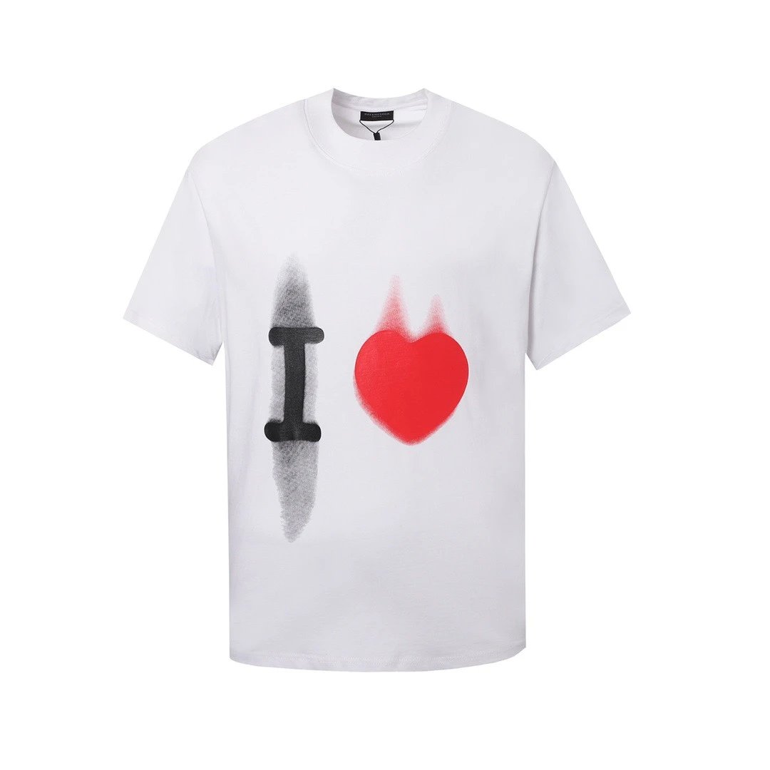 Balenciaga T-shirt Mark Pen Thread Collar Letter Embroidery Round Neck Short Sleeve Pure Cotton T Unisex T-Shirt OS Loose Fit Base Shirt Summer New Casual Simple T-Shirt