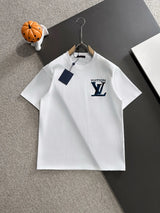 Louis Vuitton LV T-shirt Color-Block Letter Towel Embroidery on the Chest logo round Neck Short Sleeve25ss New Pure Cotton Unisex Style T T-shirt OS Loose Fit Base Shirt Half Sleeve T-Shirt Top Half Sleeve