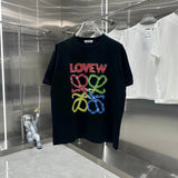 LOEWE T-shirt Colorful Large Chest logo Printed round Neck Short Sleeve25ss New Pure Cotton Unisex Style T T-shirt OS Loose Fit Base Shirt Top Half Sleeve T-Shirt
