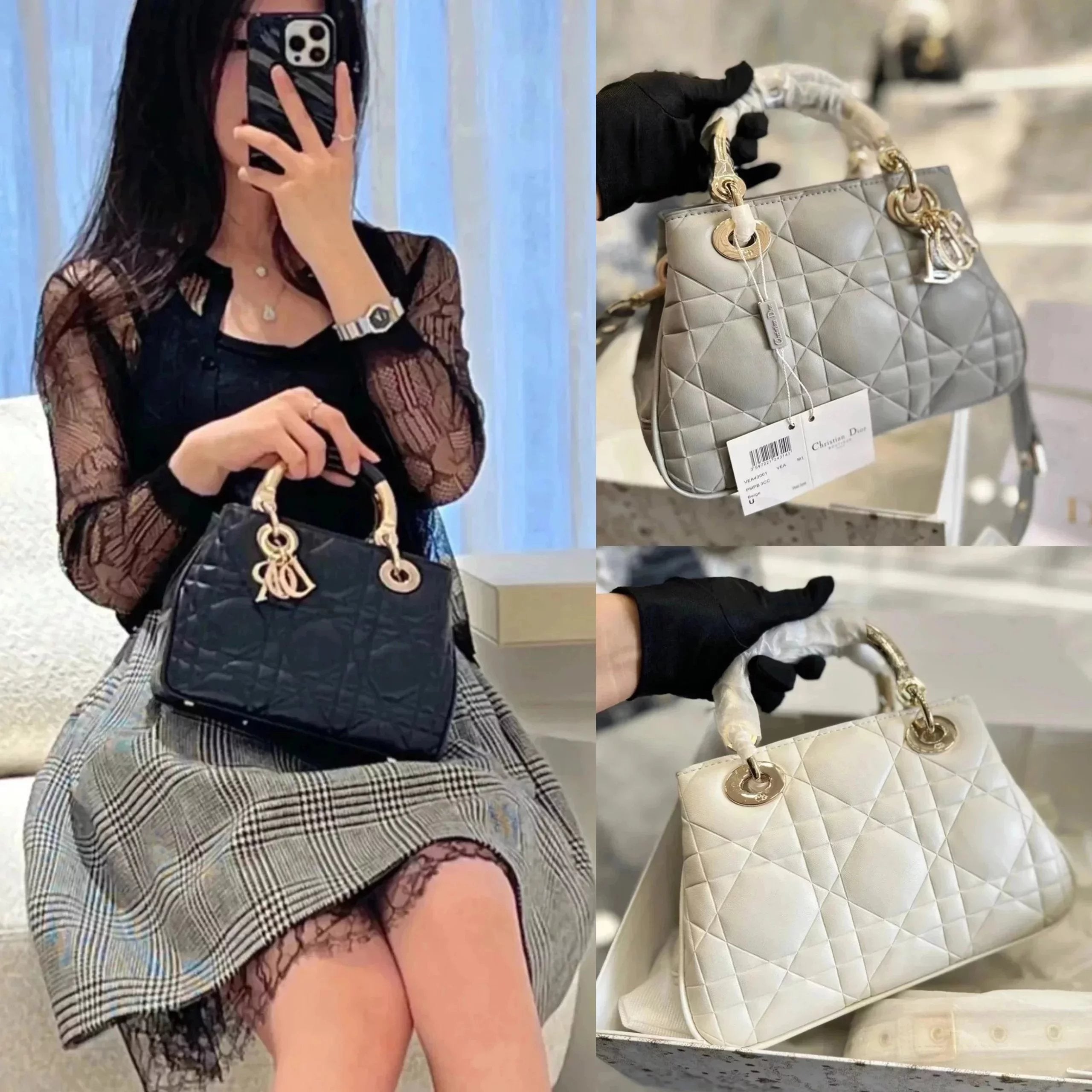 Dior Women's Bag Top version 2023New LadyD1or95.22Handbag Rattan Plaid Trapezoidal Diana Full Leather lady Portable Women's Bag Shoulder Crossbody Portable Diana Bag Commuter Bag Limited Edition