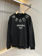 PRADA Hoodie Letters Logo Printed crew neck sweatshirt420100% Cotton Casual Loose Fit Versatile Pullover Sweatshirt os Unisex Fit Top Inner Layer24ss Autumn and Winter New Products