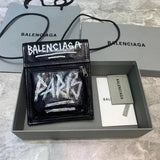 Balenciaga Bag Top version Mobile Phone Bag Pleated Oil Wax Leather Men's Bag nano Mini Bag Graffiti Leather Packet Coin Pocket Shoulder Messenger Bag Lover's Bag Unisex Letters Printed Bag Han Huohuo Same Style Women Bag