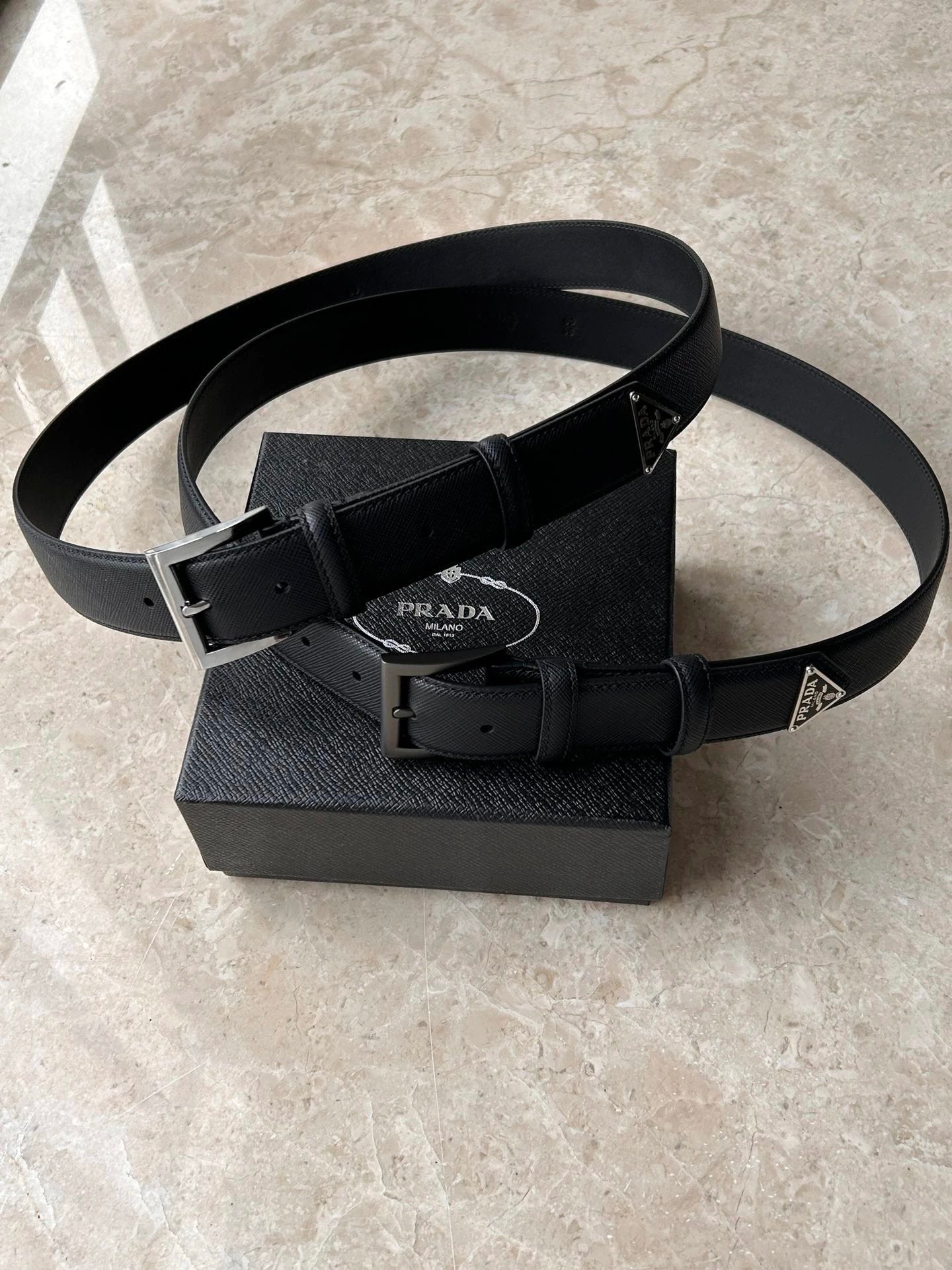 PRADA Belt Top version 【First Layer Cowhide】Men's Belt P Home Classic Business Belt Fashion Casual Width:3.5cm Boutique Pattern Automatic Buckle316Fine Steel Made Selected First Layer Cowhide Italian Leather Embryo PA Sliding Teeth Are Strong and Durable