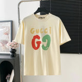 Gucci T-shirt Chest Graffiti Print logo round Neck Short Sleeve25ss New Pure Cotton Unisex Style T T-shirt OS Loose Fit Base Shirt Half Sleeve T-Shirt Top Half Sleeve