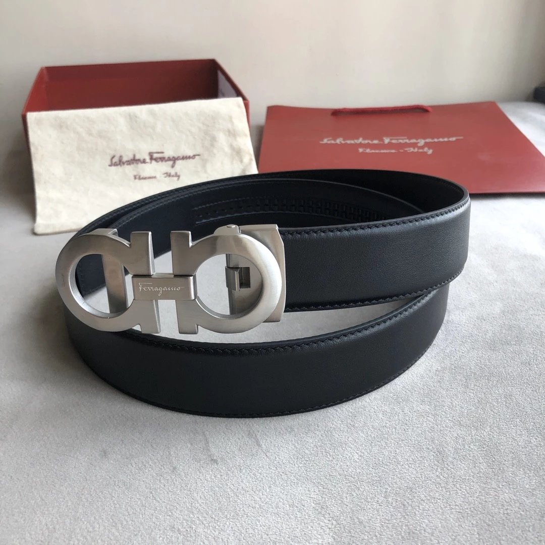 Ferragamo Belt Top version 【Full Package】Belt Width for Men and Women3.5cm Automatic Buckle Chip nfc Anti-Counterfeiting Quality Counter Full Set Packaging Italian Double-Sided Cowhide Matching Boutique Brass Buckle Length Can Be Cut by Yourself Counter B