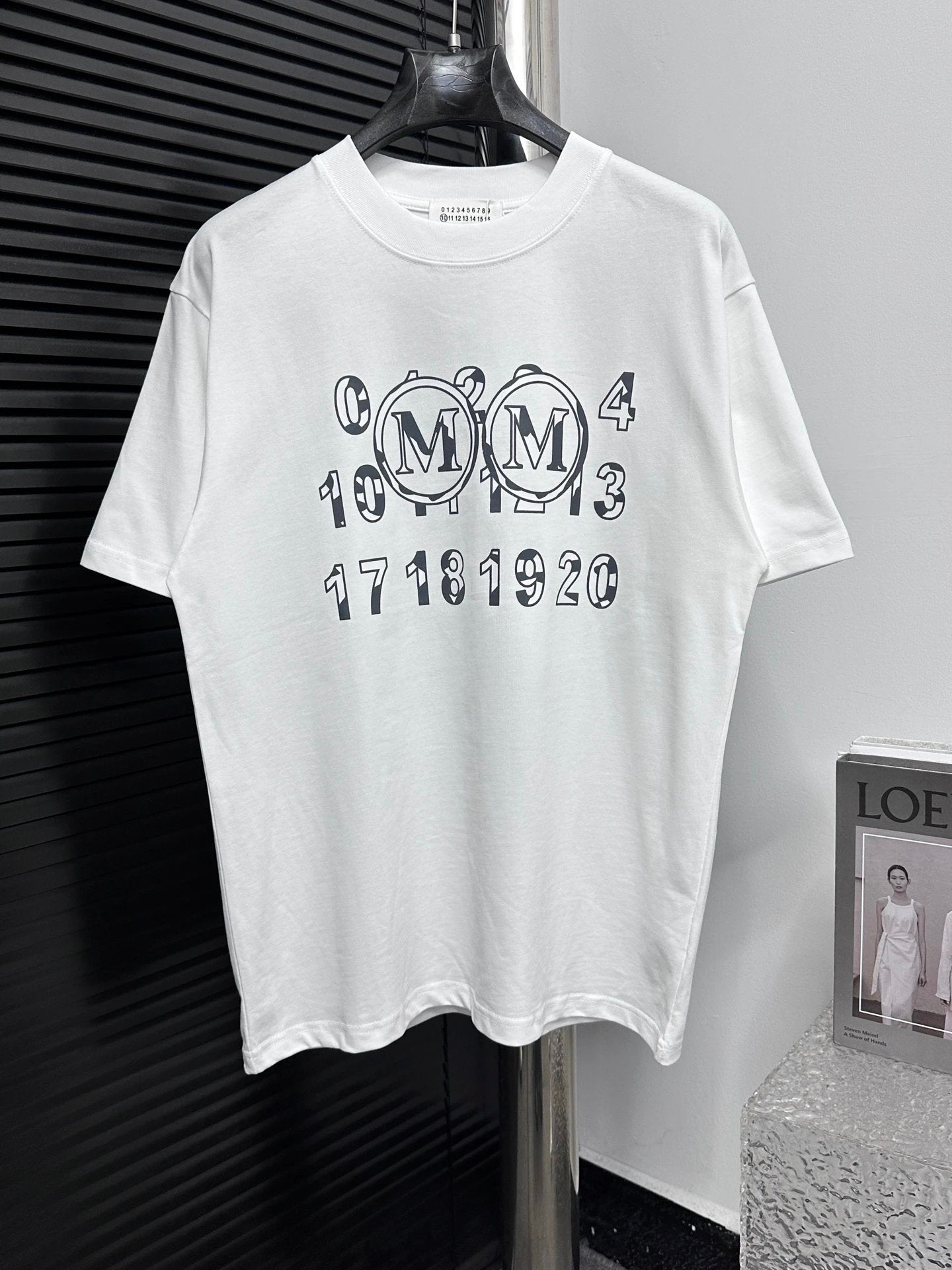 Maison Margiela T-shirt Chest Number and Letter Print logo round Neck Short Sleeve25ss New Pure Cotton Unisex Style T Casual T-Shirt Base Layer Shirt OS Loose Fit Half Sleeve Top Plus Size