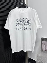 Maison Margiela T-shirt Chest Number and Letter Print logo round Neck Short Sleeve25ss New Pure Cotton Unisex Style T Casual T-Shirt Base Layer Shirt OS Loose Fit Half Sleeve Top Plus Size